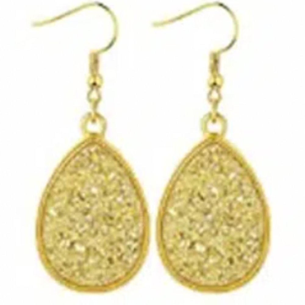NEW GORGEOUS DRUZY STONE WATER DROP EARRINGS